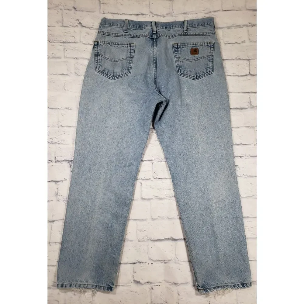 Carhartt MENS 40X30 Jeans Blue Denim Straight Traditional Fit Grunge B18 STW Y2K
